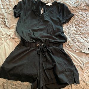 Black romper with tie waist, Altar’d State